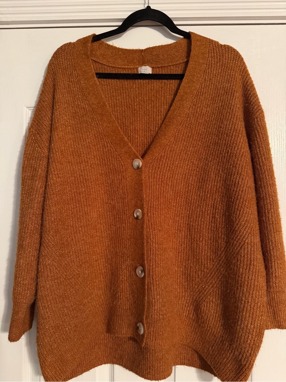a new day Rust Orange V-Neck Button Cardigan
